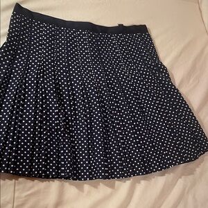 Polka Dot Pleated Skirt - Navy and White